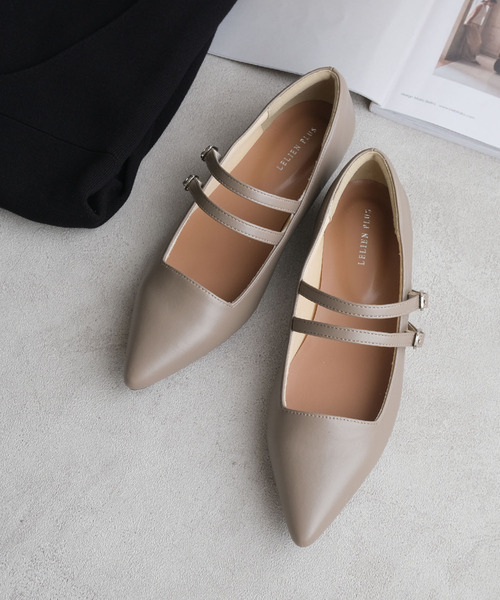 AmiAmi（アミアミ）の「メリージェーンパンプス/ダブルベルト ポインテッドトゥ（パンプス・レディース・ブラック/ブラック系その他/アイボリー/シルバー/グレイッシュベージュ/オフホワイト・L/LL/M/S/3L/SS）」の5枚目の写真