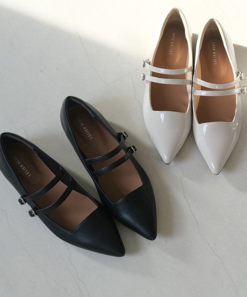 AmiAmi（アミアミ）の「メリージェーンパンプス/ダブルベルト ポインテッドトゥ（パンプス・レディース・ブラック/ブラック系その他/アイボリー/シルバー/グレイッシュベージュ/オフホワイト・L/LL/M/S/3L/SS）」の11枚目の写真