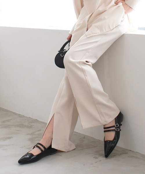 AmiAmi（アミアミ）の「メリージェーンパンプス/ダブルベルト ポインテッドトゥ（パンプス・レディース・ブラック/ブラック系その他/アイボリー/シルバー/グレイッシュベージュ/オフホワイト・L/LL/M/S/3L/SS）」の7枚目の写真