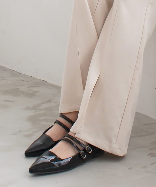 AmiAmi（アミアミ）の「メリージェーンパンプス/ダブルベルト ポインテッドトゥ（パンプス・レディース・ブラック/ブラック系その他/アイボリー/シルバー/グレイッシュベージュ/オフホワイト・L/LL/M/S/3L/SS）」の12枚目の写真