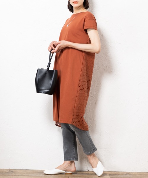 aunt lily(アントリリー)の「バックレースアクセントチュニックワンピース(チュニック・レディース・レッド・S/M/L/LL/3L)」の3枚目の写真