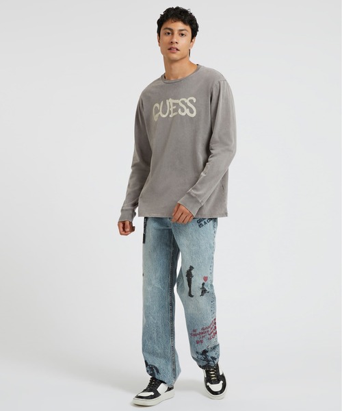 Guess（ゲス）の「GUESS X BRANDALISED(R) WITH GRAFFITI BY BANKSY L/S Balloon Girl Tee（Tシャツ/カットソー・メンズ・グレー/オレンジ・SMALL/MEDIUM/LARGE/X-LARGE）」の4枚目の写真