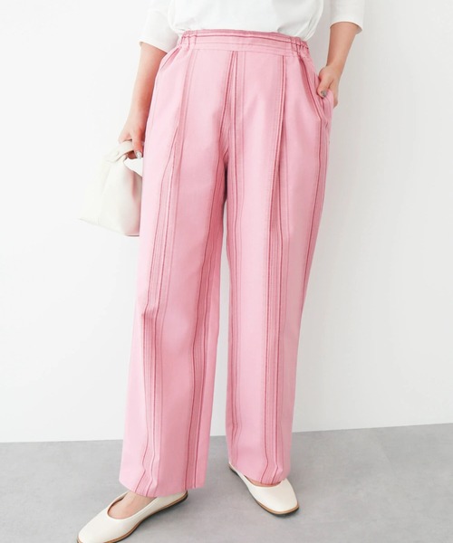 Green Parks(グリーンパークス)の「マルチストライプタックパンツ(その他パンツ・レディース・ブルー/ピンク・FREE)」の1枚目の写真