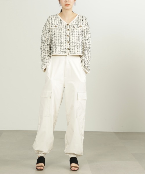 FREE'S MART（フリーズマート）の「◆ツイードショート丈ジャケット（ノーカラージャケット・レディース・ブラック系その他/ブラウン系その他・FREE）」の3枚目の写真