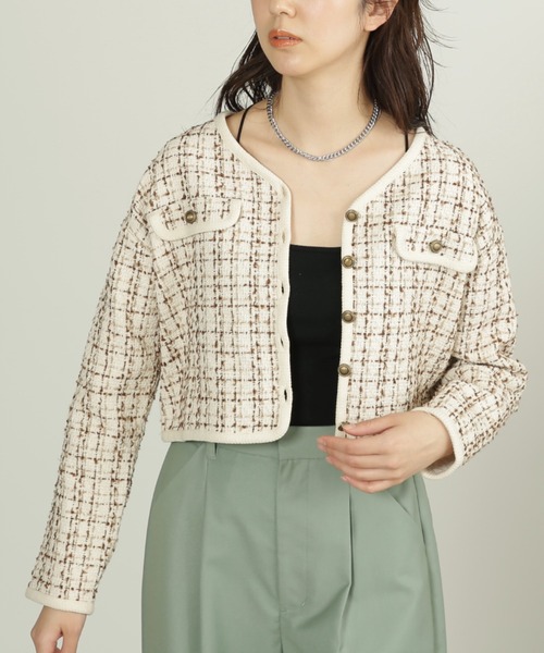 FREE'S MART（フリーズマート）の「◆ツイードショート丈ジャケット（ノーカラージャケット・レディース・ブラック系その他/ブラウン系その他・FREE）」の17枚目の写真