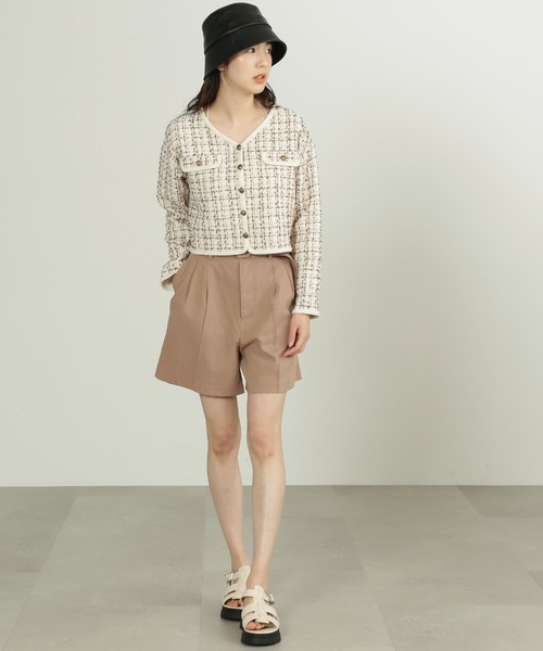 FREE'S MART（フリーズマート）の「◆ツイードショート丈ジャケット（ノーカラージャケット・レディース・ブラック系その他/ブラウン系その他・FREE）」の5枚目の写真