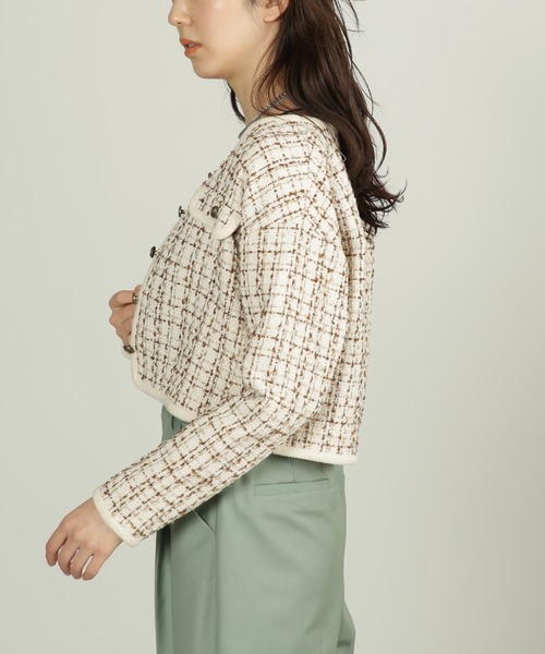 FREE'S MART（フリーズマート）の「◆ツイードショート丈ジャケット（ノーカラージャケット・レディース・ブラック系その他/ブラウン系その他・FREE）」の16枚目の写真