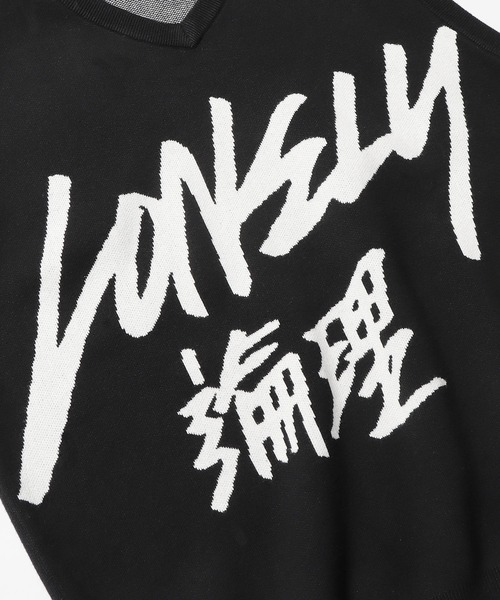 LONELY/論理（ロンリー）の「LONELY(論理)/ロンリー KINT VEST Vネック ベスト ジャガードニット ロゴ（ベスト・メンズ・ブラック・FREE）」の4枚目の写真