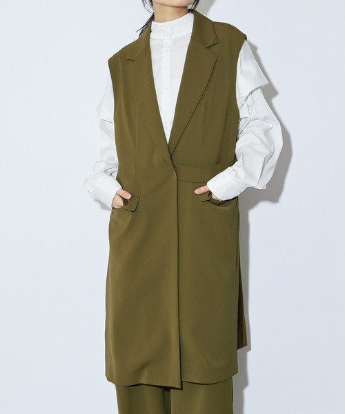 Lui's（ルイス）の「ベルト付きミディジレ(セットアップ対応)（ベスト・レディース・オフホワイト/オリーブ/ブラック・FREE）」の5枚目の写真