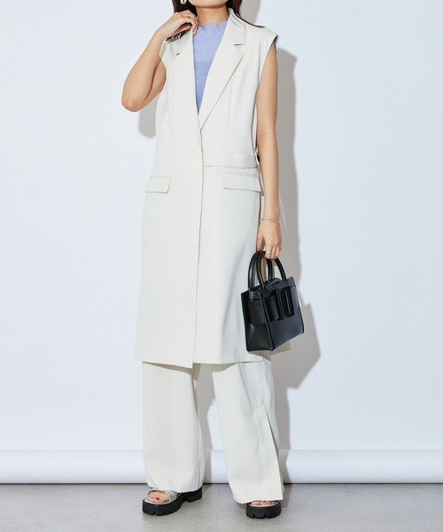 Lui's（ルイス）の「ベルト付きミディジレ(セットアップ対応)（ベスト・レディース・オフホワイト/オリーブ/ブラック・FREE）」の7枚目の写真