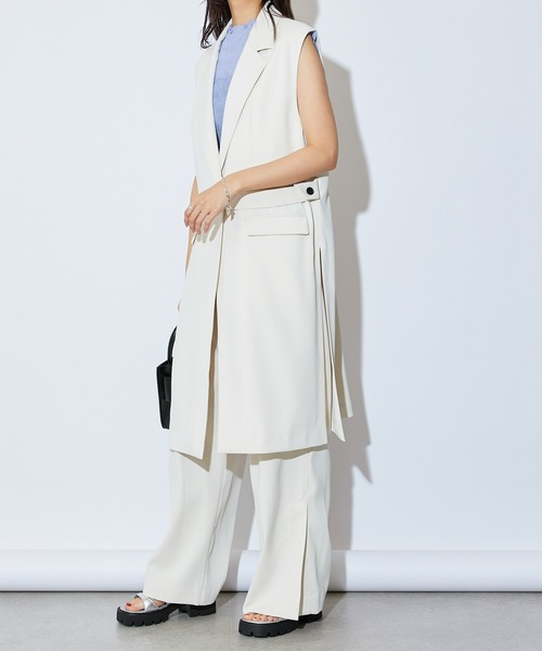 Lui's（ルイス）の「ベルト付きミディジレ(セットアップ対応)（ベスト・レディース・オフホワイト/オリーブ/ブラック・FREE）」の10枚目の写真