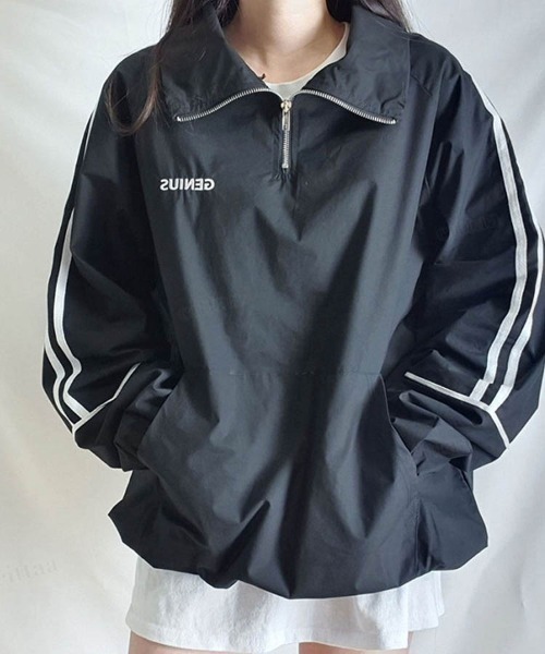 Dalfwin（ダールフィン）の「韓国ファッションGENIUSラインハーフジップトラックジャケット（ブルゾン・レディース・ホワイト/ブラック/レッド・FREE）」の22枚目の写真