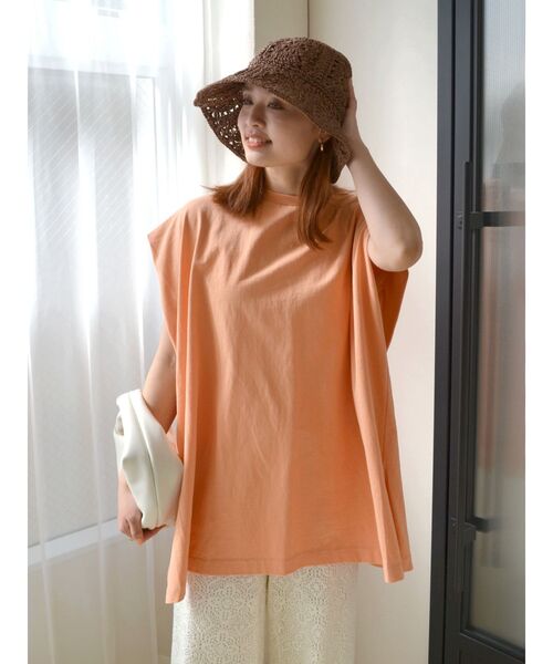 Ungrid（アングリッド）の「オーガビッツコットンルーズノースリトップス（タンクトップ・レディース・オフホワイト/チャコールグレー/オレンジ・FREE）」の9枚目の写真