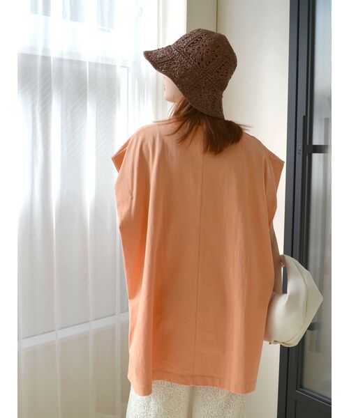 Ungrid（アングリッド）の「オーガビッツコットンルーズノースリトップス（タンクトップ・レディース・オフホワイト/チャコールグレー/オレンジ・FREE）」の4枚目の写真