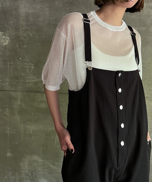 cona（コナ）の「【ZOZO限定】コットンツイルサロペット（サロペット/オーバーオール・レディース・ブラック/アイボリー・FREE）」の8枚目の写真