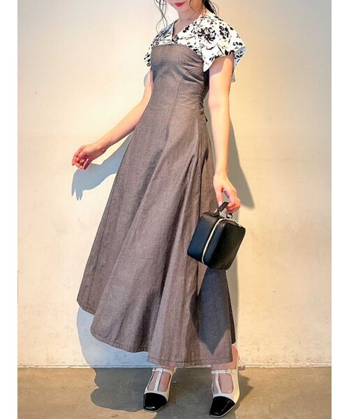 dazzlin（ダズリン）の「シャツケープレイヤードワンピース（ワンピース・レディース・ベージュ/ブラック/ブルー・SMALL/MEDIUM）」の2枚目の写真