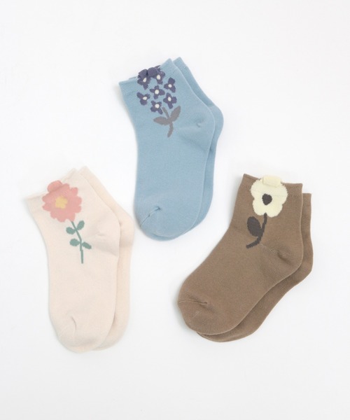 stample(スタンプル)の「ポップアップフラワー ショートソックス 3足セット(ソックス/靴下・キッズ・A・S/M/L)」の1枚目の写真