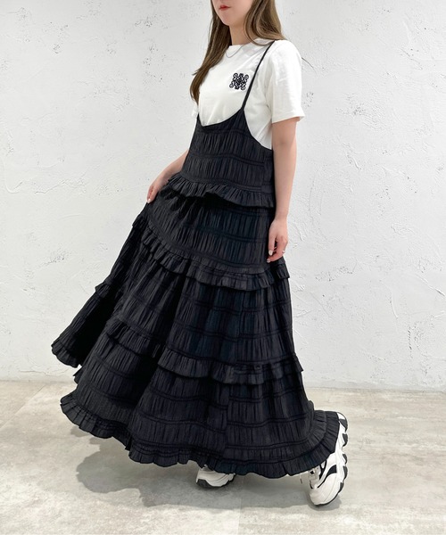 apres jour mignon(アプレジュールミニョン)の「アソートティアードキャミワンピース【ZOZOTOWN限定アイテム】(ワンピース・レディース・ブラック/グリーン/オレンジ/オフホワイト/ブラック系その他・MEDIUM/SMALL/X-LARGE)」の3枚目の写真