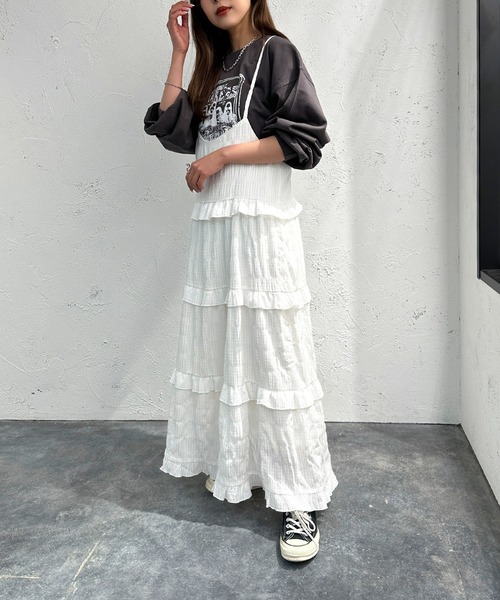 apres jour mignon(アプレジュールミニョン)の「アソートティアードキャミワンピース【ZOZOTOWN限定アイテム】(ワンピース・レディース・ブラック/グリーン/オレンジ/オフホワイト/ブラック系その他・MEDIUM/SMALL/X-LARGE)」の17枚目の写真