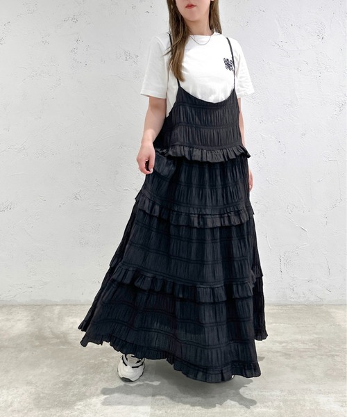 apres jour mignon(アプレジュールミニョン)の「アソートティアードキャミワンピース【ZOZOTOWN限定アイテム】(ワンピース・レディース・ブラック/グリーン/オレンジ/オフホワイト/ブラック系その他・MEDIUM/SMALL/X-LARGE)」の11枚目の写真