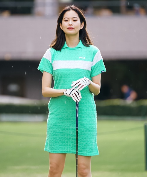 FILA GOLF(フィラゴルフ )の「【FILA GOLF:フィラゴルフ】レディースジャガードパイルワンピース ゴルフ(ワンピース・レディース・ブラック/グレー/ピンク/グリーン・X-SMALL/LARGE/MEDIUM/SMALL)」の6枚目の写真