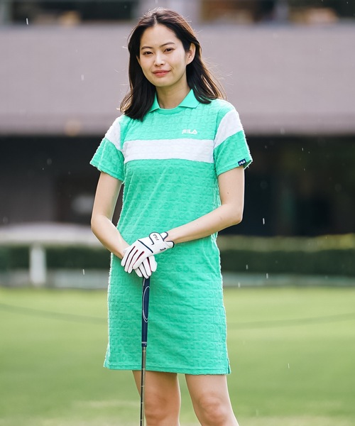 FILA GOLF(フィラゴルフ )の「【FILA GOLF:フィラゴルフ】レディースジャガードパイルワンピース ゴルフ(ワンピース・レディース・ブラック/グレー/ピンク/グリーン・X-SMALL/LARGE/MEDIUM/SMALL)」の7枚目の写真