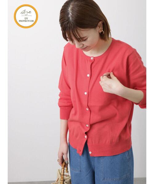 Lugnoncure（ルノンキュール）の「【UV加工】ベーシッククルーネックカーディガン（カーディガン/ボレロ・レディース・ネイビー/レッド/オフホワイト/ブルー・ﾌﾘ-）」の10枚目の写真