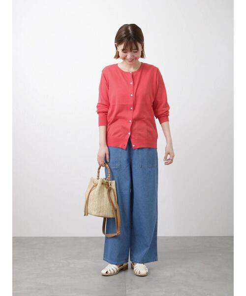 Lugnoncure（ルノンキュール）の「【UV加工】ベーシッククルーネックカーディガン（カーディガン/ボレロ・レディース・ネイビー/レッド/オフホワイト/ブルー・ﾌﾘ-）」の11枚目の写真