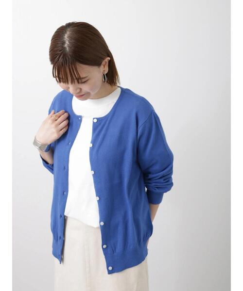 Lugnoncure（ルノンキュール）の「【UV加工】ベーシッククルーネックカーディガン（カーディガン/ボレロ・レディース・ネイビー/レッド/オフホワイト/ブルー・ﾌﾘ-）」の18枚目の写真