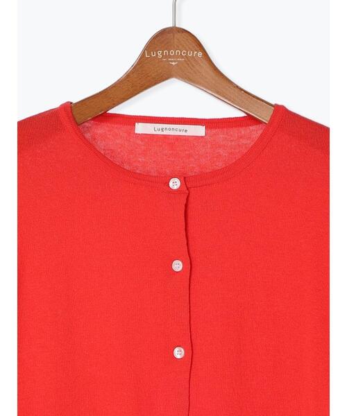 Lugnoncure（ルノンキュール）の「【UV加工】ベーシッククルーネックカーディガン（カーディガン/ボレロ・レディース・ネイビー/レッド/オフホワイト/ブルー・ﾌﾘ-）」の5枚目の写真