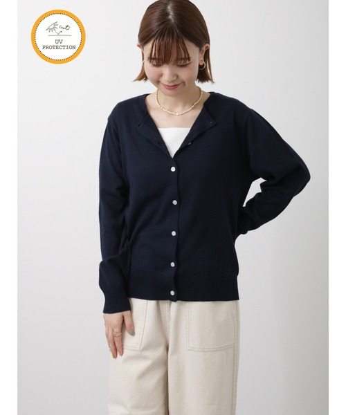 Lugnoncure（ルノンキュール）の「【UV加工】ベーシッククルーネックカーディガン（カーディガン/ボレロ・レディース・ネイビー/レッド/オフホワイト/ブルー・ﾌﾘ-）」の3枚目の写真