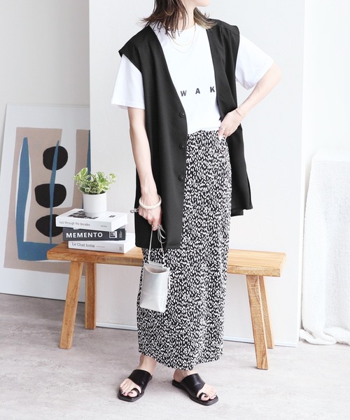 reca（レカ）の「リネンライクベスト（ベスト・レディース・キナリ/ブラック・M）」の8枚目の写真