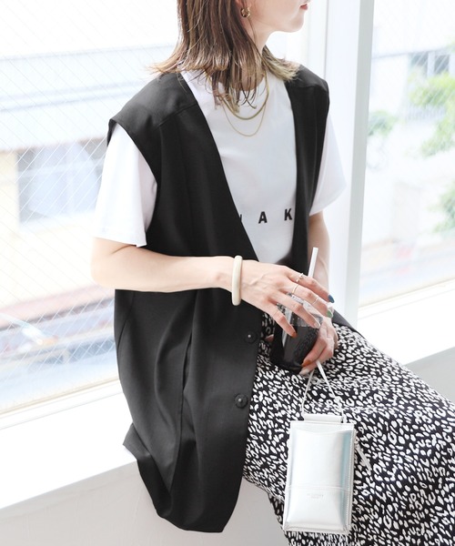 reca（レカ）の「リネンライクベスト（ベスト・レディース・キナリ/ブラック・M）」の7枚目の写真