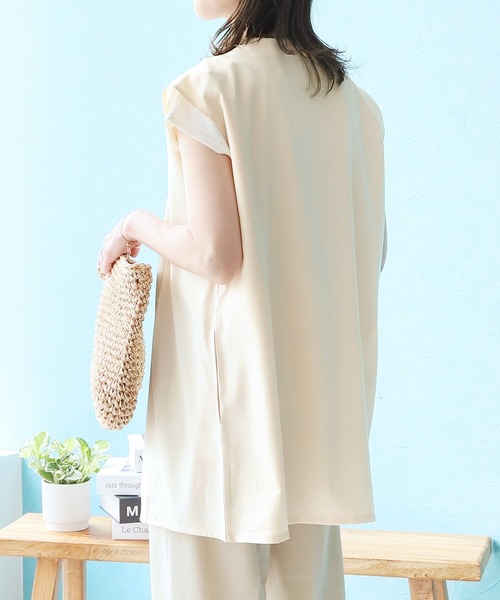 reca（レカ）の「リネンライクベスト（ベスト・レディース・キナリ/ブラック・M）」の12枚目の写真