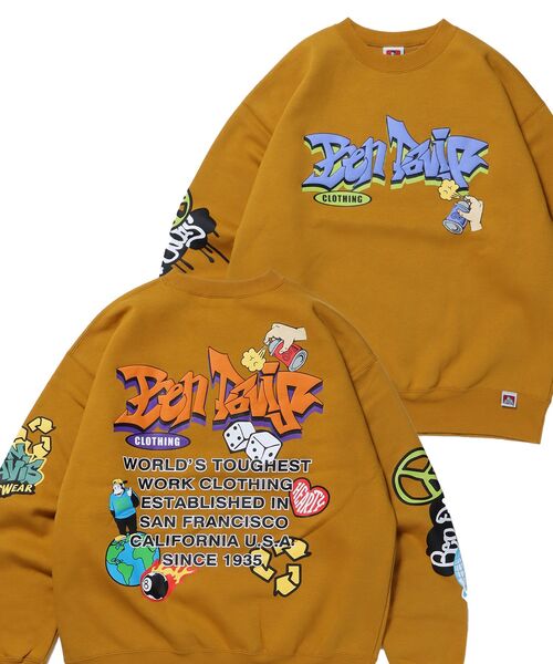 BEN DAVIS（ベンデイビス）の「【BEN DAVIS(ベンデイビス)】 ARTS IN TOWN CREW / ロゴ ビッグ スウェット クルーネック（スウェット・メンズ・オフホワイト/ブルー系その他2/マスタード/ブラック・LARGE/MEDIUM/X-LARGE）」の4枚目の写真