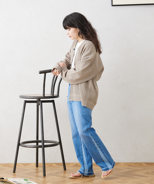 JOURNAL STANDARD relume（ジャーナルスタンダード　レリューム）の「【カーディガン+カットソー2点SET】リサイクルポリエステルニット "OPENWORK"（カーディガン/ボレロ・メンズ・カーキ/ライトグレー/アイボリー/パープル/ブラック・LARGE/MEDIUM）」の6枚目の写真