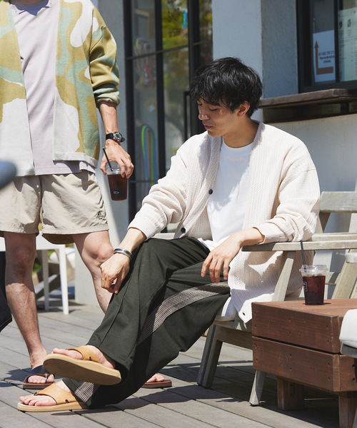 JOURNAL STANDARD relume（ジャーナルスタンダード　レリューム）の「【カーディガン+カットソー2点SET】リサイクルポリエステルニット "OPENWORK"（カーディガン/ボレロ・メンズ・カーキ/ライトグレー/アイボリー/パープル/ブラック・LARGE/MEDIUM）」の10枚目の写真