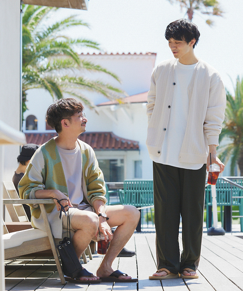 JOURNAL STANDARD relume（ジャーナルスタンダード　レリューム）の「【カーディガン+カットソー2点SET】リサイクルポリエステルニット "OPENWORK"（カーディガン/ボレロ・メンズ・カーキ/ライトグレー/アイボリー/パープル/ブラック・LARGE/MEDIUM）」の12枚目の写真