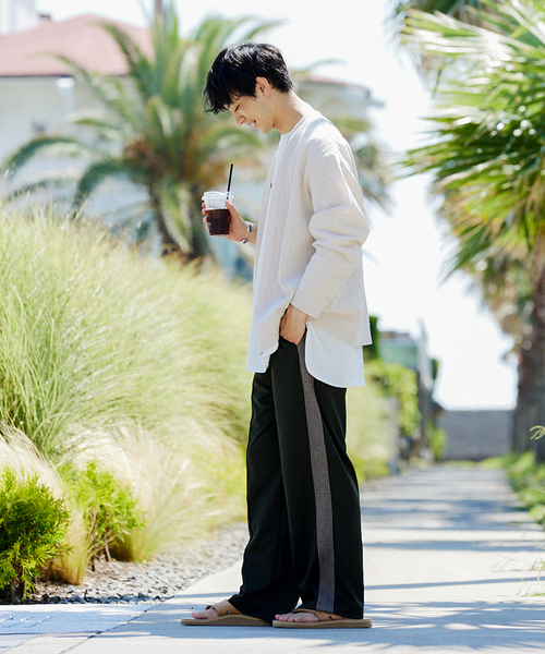 JOURNAL STANDARD relume（ジャーナルスタンダード　レリューム）の「【カーディガン+カットソー2点SET】リサイクルポリエステルニット "OPENWORK"（カーディガン/ボレロ・メンズ・カーキ/ライトグレー/アイボリー/パープル/ブラック・LARGE/MEDIUM）」の14枚目の写真