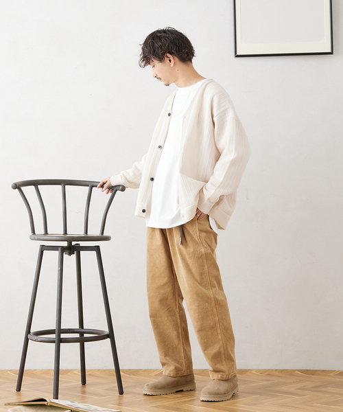 JOURNAL STANDARD relume（ジャーナルスタンダード　レリューム）の「【カーディガン+カットソー2点SET】リサイクルポリエステルニット "OPENWORK"（カーディガン/ボレロ・メンズ・カーキ/ライトグレー/アイボリー/パープル/ブラック・LARGE/MEDIUM）」の17枚目の写真