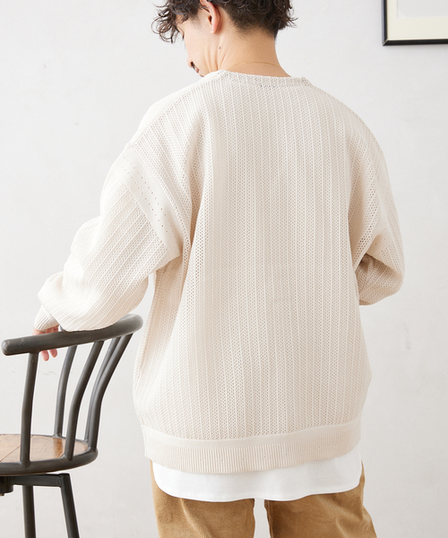 JOURNAL STANDARD relume（ジャーナルスタンダード　レリューム）の「【カーディガン+カットソー2点SET】リサイクルポリエステルニット "OPENWORK"（カーディガン/ボレロ・メンズ・カーキ/ライトグレー/アイボリー/パープル/ブラック・LARGE/MEDIUM）」の20枚目の写真