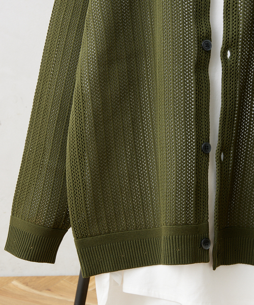 JOURNAL STANDARD relume（ジャーナルスタンダード　レリューム）の「【カーディガン+カットソー2点SET】リサイクルポリエステルニット "OPENWORK"（カーディガン/ボレロ・メンズ・カーキ/ライトグレー/アイボリー/パープル/ブラック・LARGE/MEDIUM）」の22枚目の写真