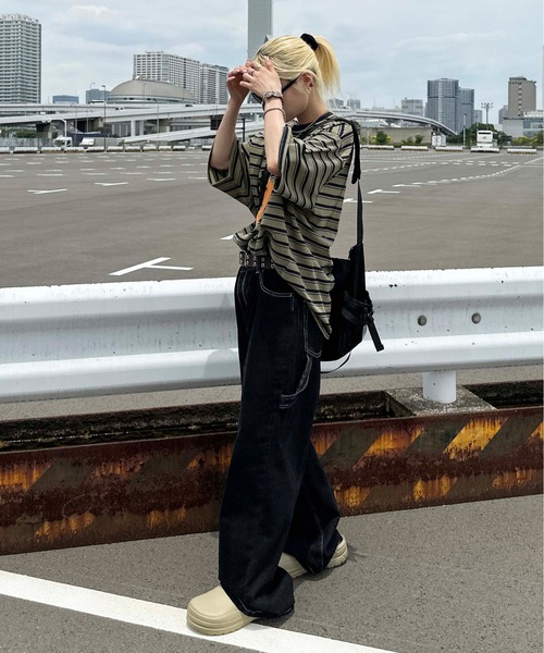 sedacle(セダクル)の「スターマルチボーダーTシャツ(Tシャツ/カットソー・メンズ・ネイビー/グリーン・MEDIUM/LARGE)」の12枚目の写真