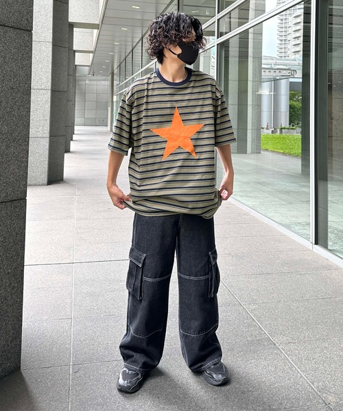 sedacle(セダクル)の「スターマルチボーダーTシャツ(Tシャツ/カットソー・メンズ・ネイビー/グリーン・MEDIUM/LARGE)」の15枚目の写真