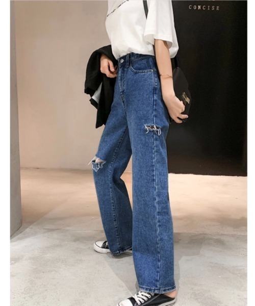 LADY LIKE(レディライク)の「切り込みデザインゆったりデニム(デニムパンツ・レディース・ブルー/ブラック/サックスブルー/ブラック系・L/M)」の13枚目の写真