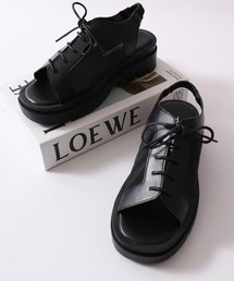 LibertyDoll 厚底 レースアップ シアー バックバンド サンダル