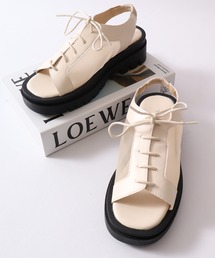 LibertyDoll 厚底 レースアップ シアー バックバンド サンダル