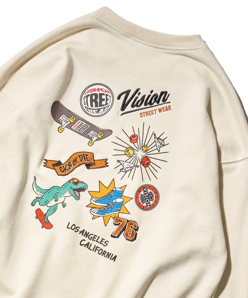 VISION STREET WEAR（ヴィジョンストリートウェア）の「【VISION STREET WEAR】マルチイラストスウェットプルオーバー（スウェット・レディース・ブラック/ブラウン/オフホワイト・MEDIUM/LARGE/X-LARGE）」の2枚目の写真