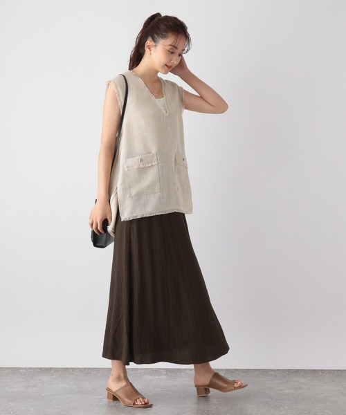 GLOBAL WORK（グローバルワーク）の「シャーリングフレアスカート/964068（スカート・レディース・ブラック/グリーン系その他7/ダークブラウン・MEDIUM/LARGE）」の21枚目の写真