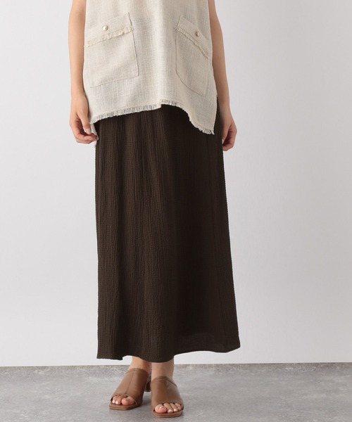 GLOBAL WORK（グローバルワーク）の「シャーリングフレアスカート/964068（スカート・レディース・ブラック/グリーン系その他7/ダークブラウン・MEDIUM/LARGE）」の5枚目の写真